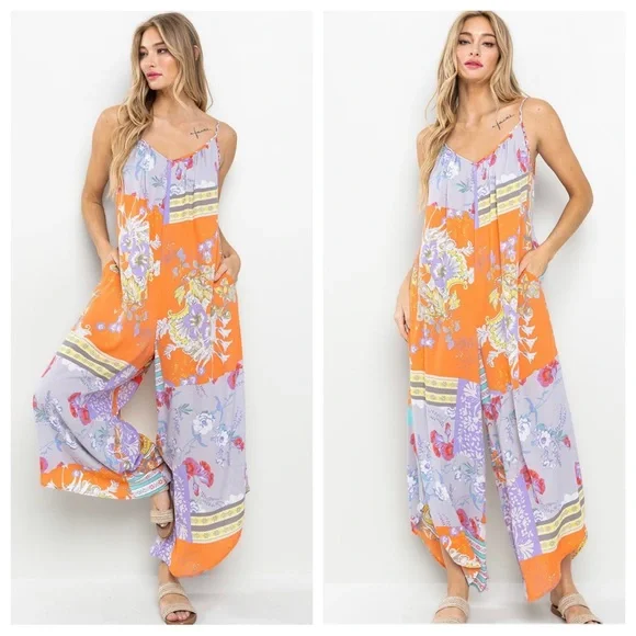 23 Boho Border Print Sleeveless Jumpsuit - Picture 4 of 5